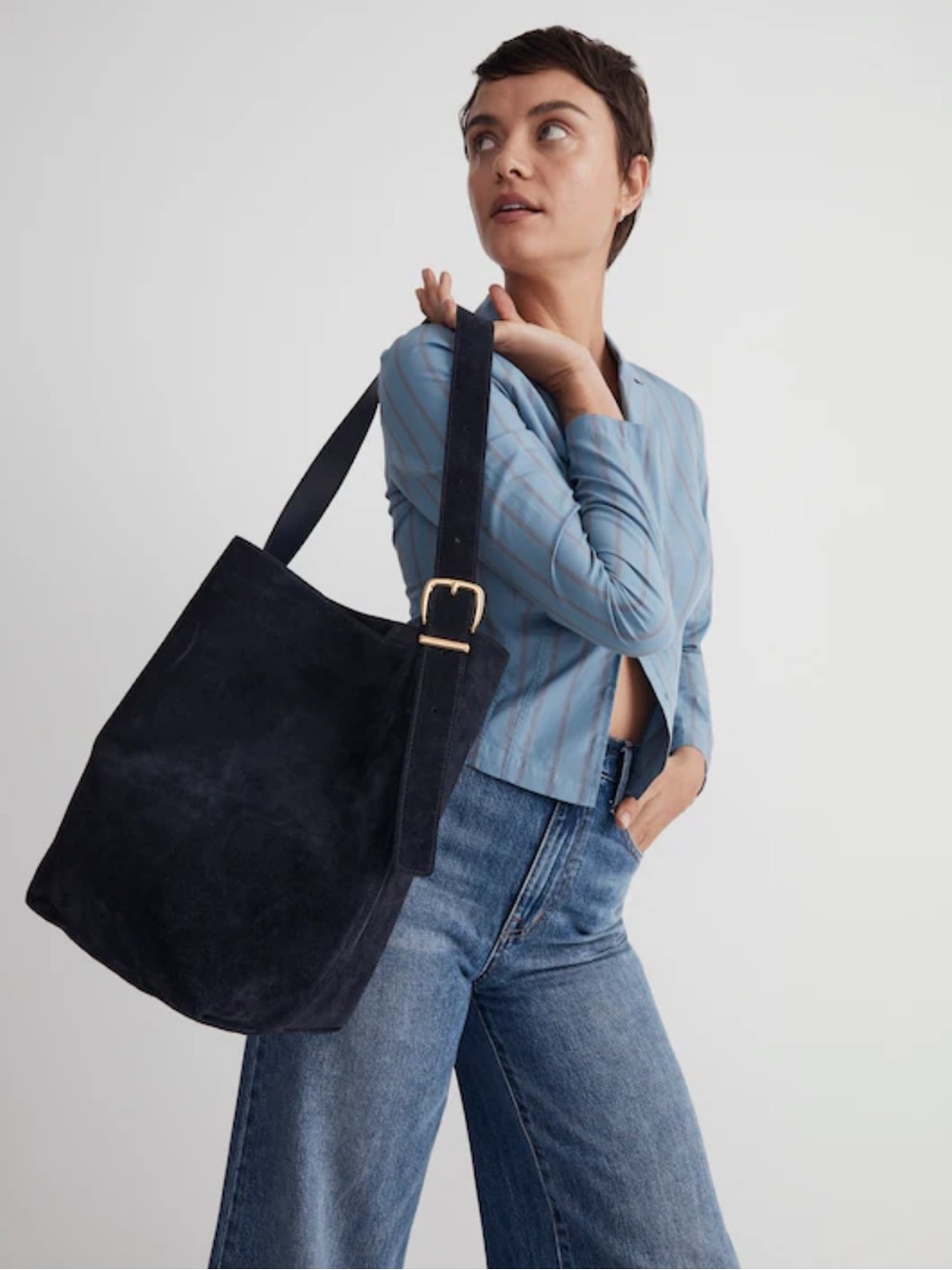 Madewell The Essential Bucket Tote in Navy NWT